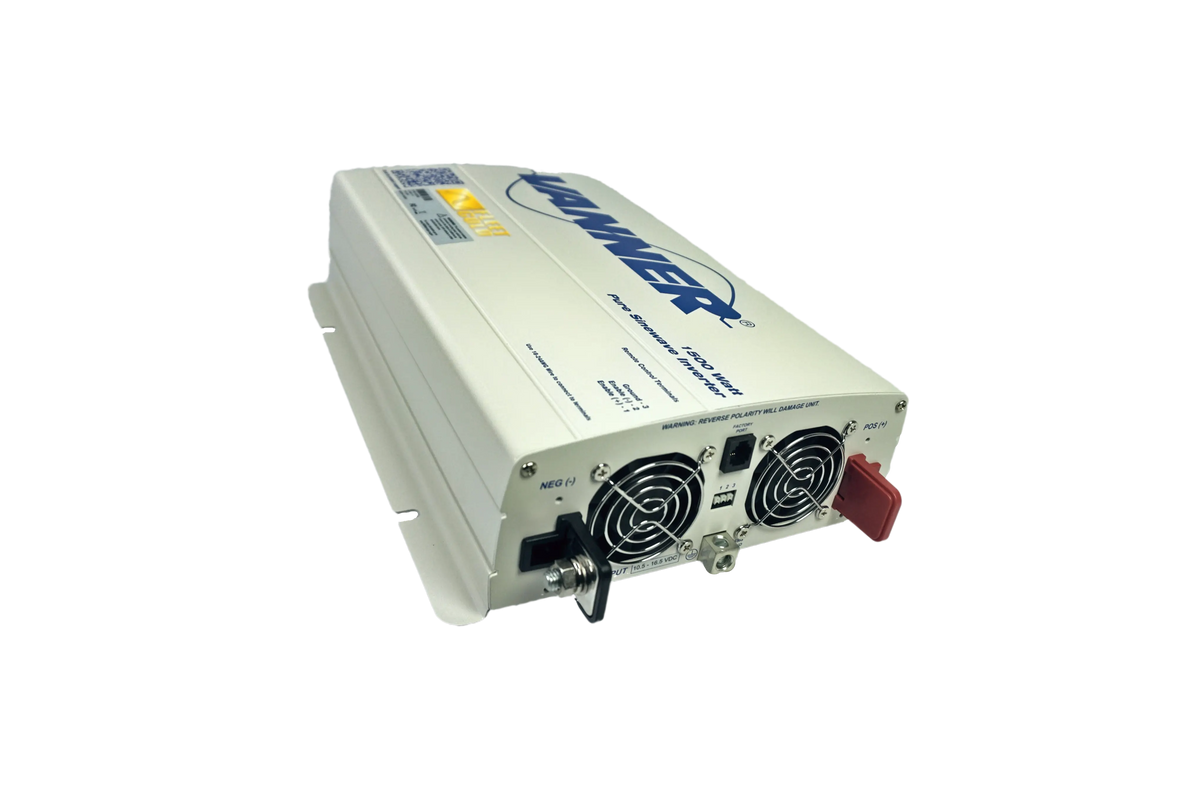 Side view of the 1,500 watt Vanner power inverter with a focus on the cooling fans