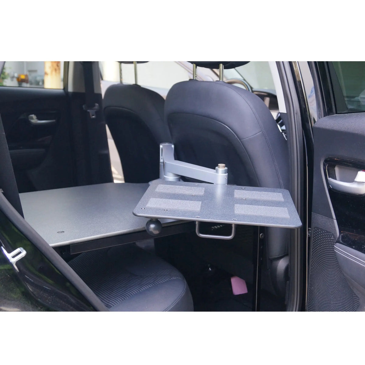 View of CarGo Vehicle Desk with the car door open allowing you to work from standing outside.