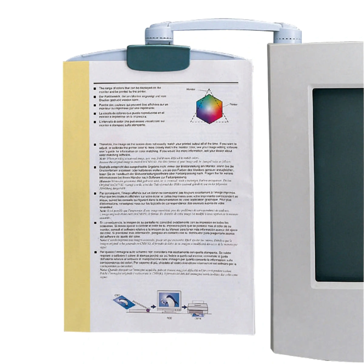 Deluxe Copy Clip with Adhesive Mount holding a document.
