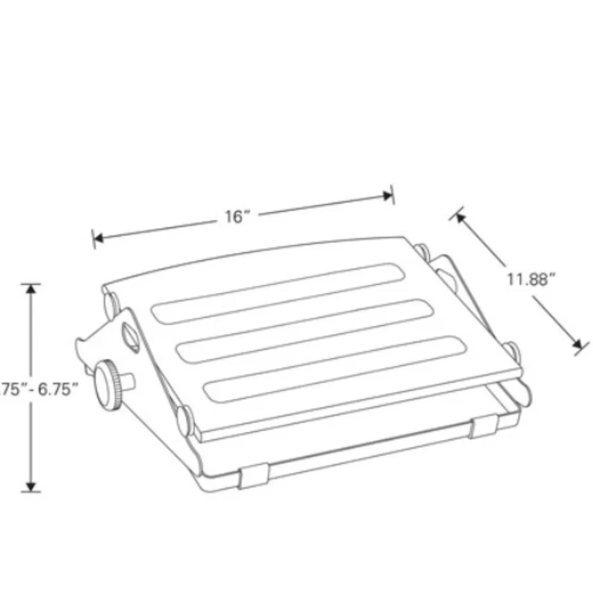 Technical drawing of the Ergonomic Foot Rocker with Adjustable Height