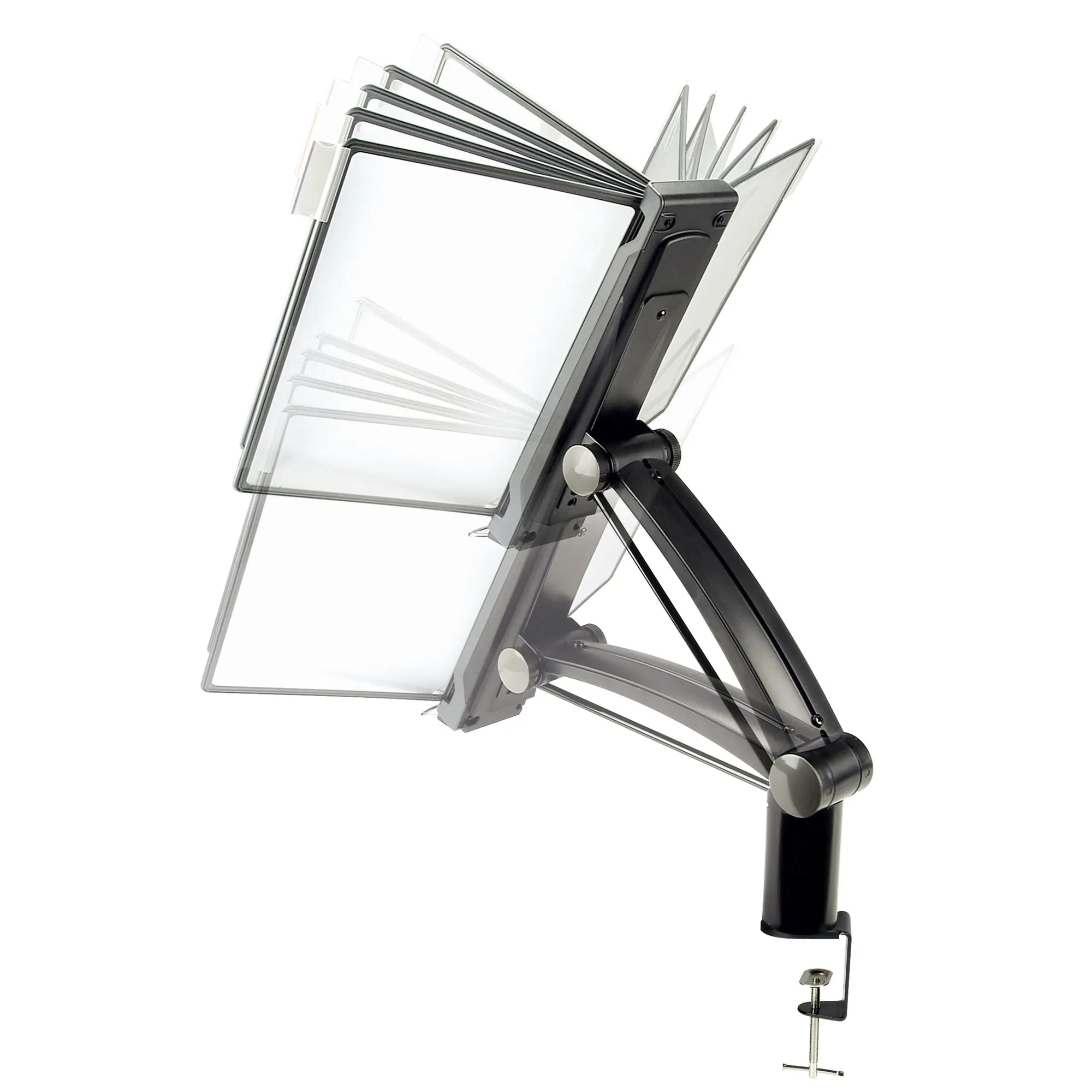 Flex-Arm Desk Clamp Reference Organizer displaying Flex-Arm Design