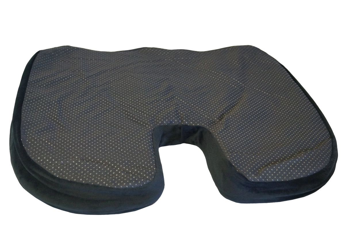 Bottom view of black gel seat cushion