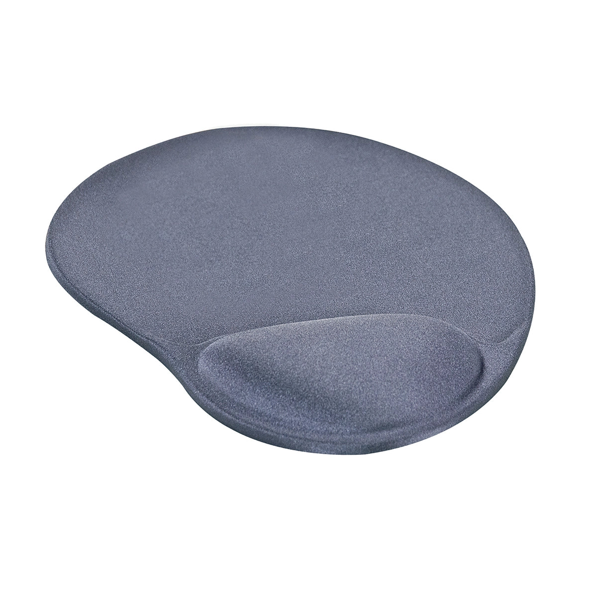 a gray contoured shape ergonomic mouse pad with a raised and cushioned wrist rest