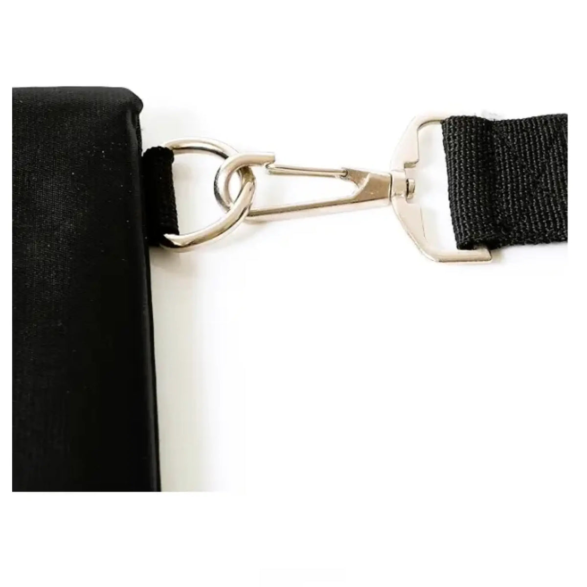close up of how the black strap connects to the laptop platform.
