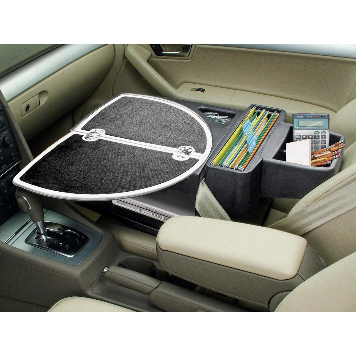 The express car desk in the passenger seat of a car