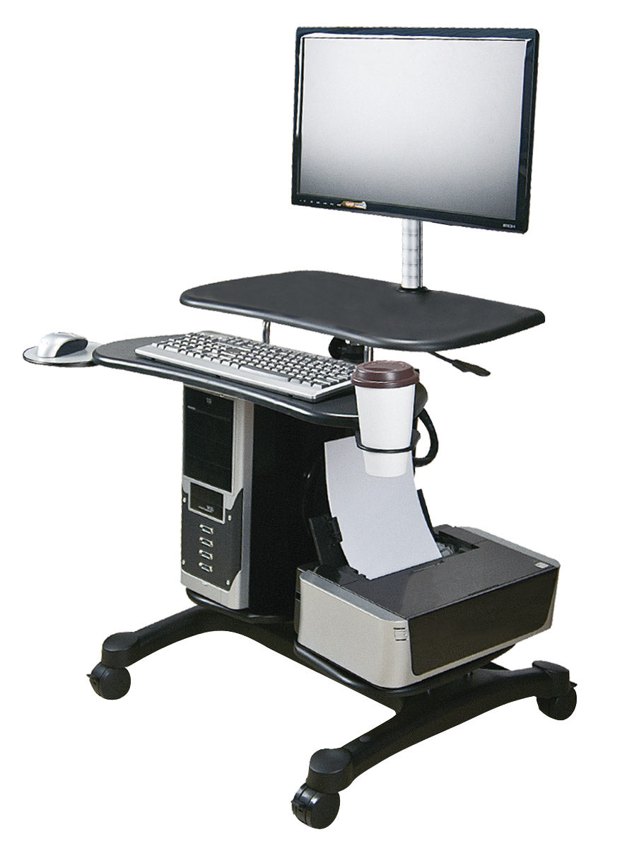 Sit/Stand Mobile PC Workstation w/Monitor Mount