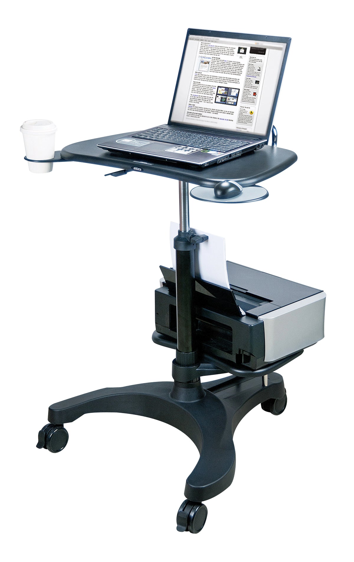 Sit/Stand Mobile Laptop Workstation w/Printer Shelf