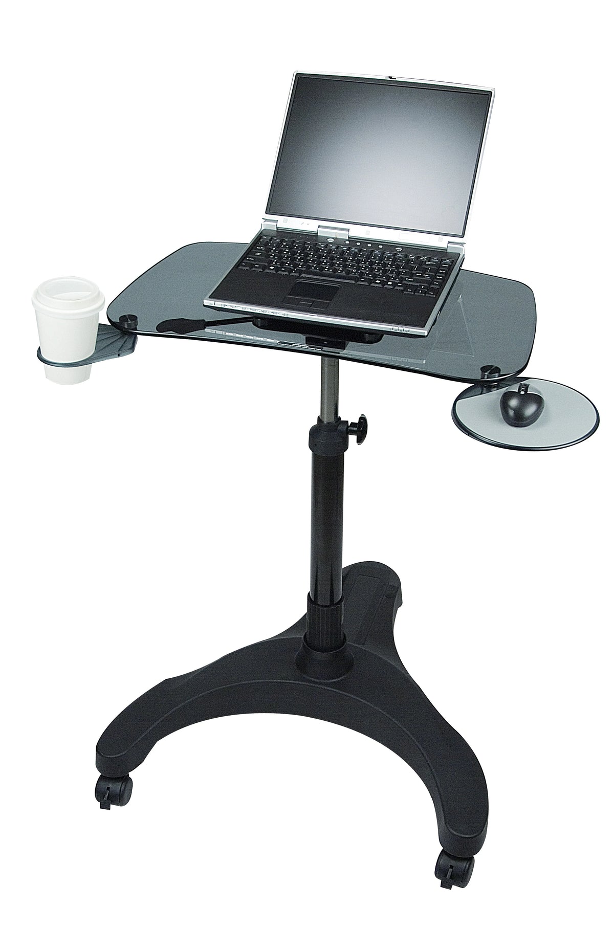 Sit/Stand Mobile Laptop Workstation (Glass)