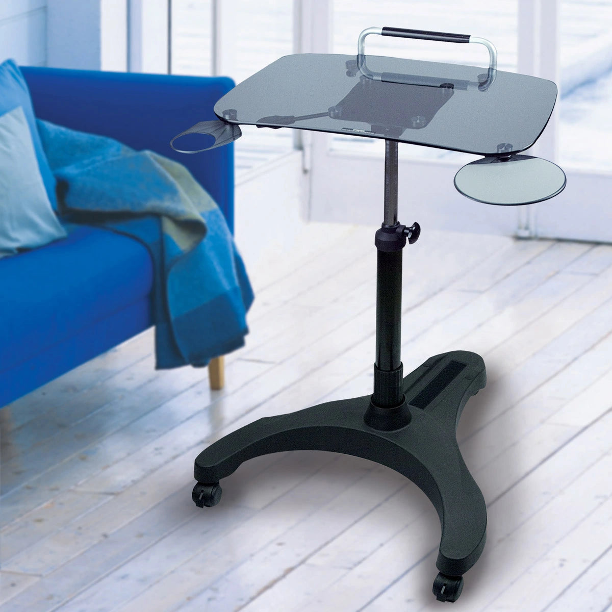 Sit/Stand Mobile Laptop Workstation (Glass)