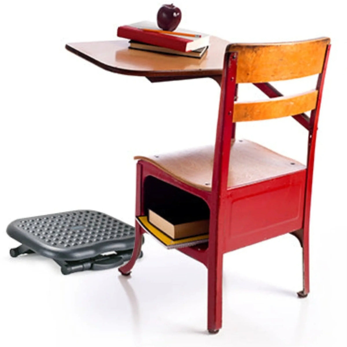 Desk Chair with Massaging Footrest set up beneath to relax your feet