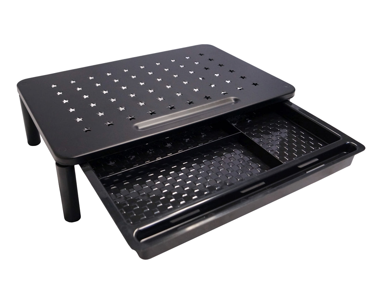 Height Adjustable Monitor Stand with Storage Drawer for Desk Organization