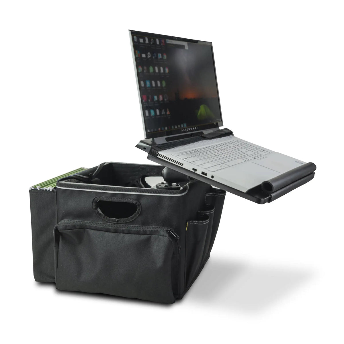 Milk Crate Workstation Vehicle Organizer with Laptop Tray