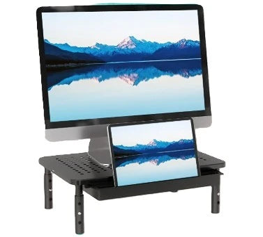 Height Adjustable Monitor Stand with Storage Drawer for Desk Organization