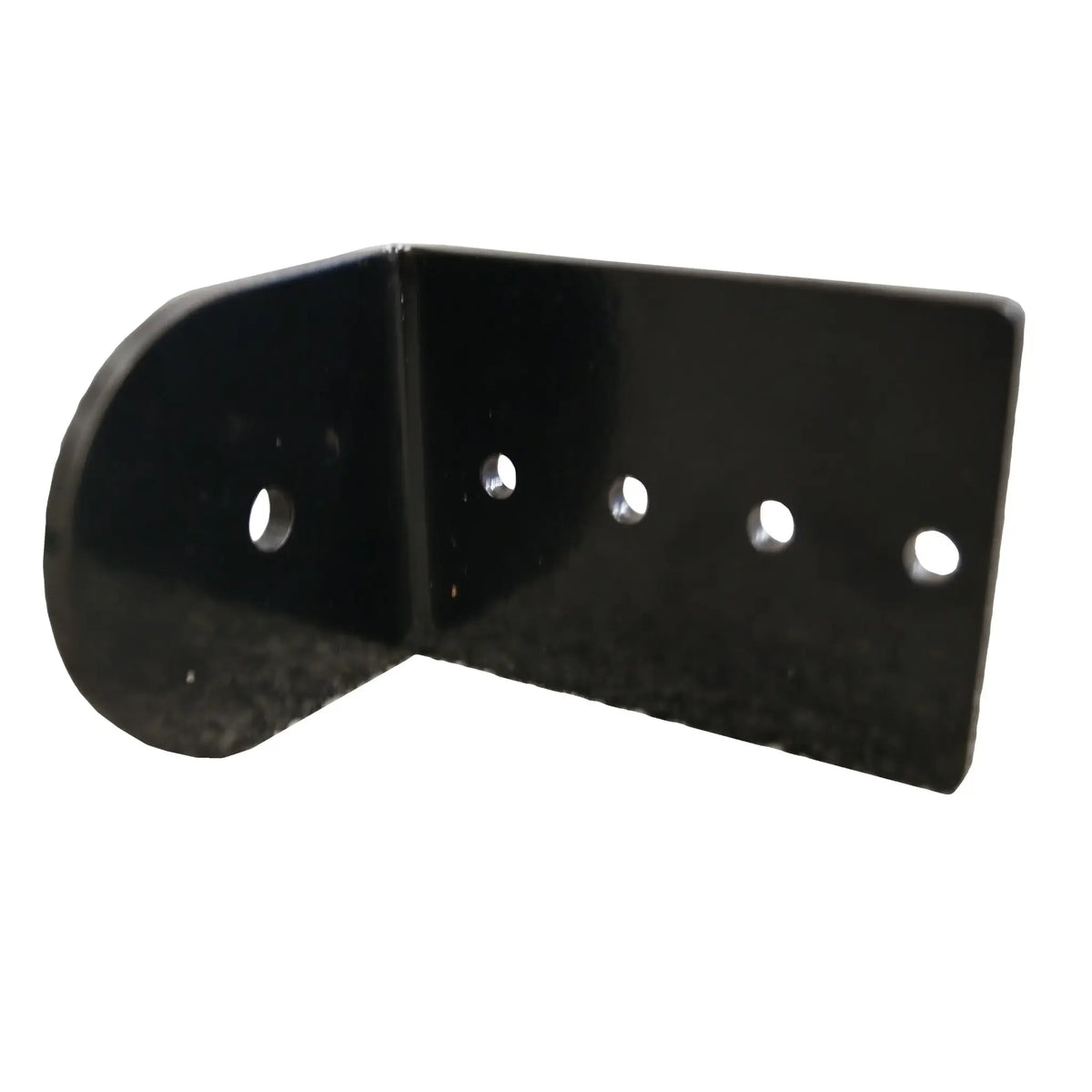 Black metal corner bracket on a white background