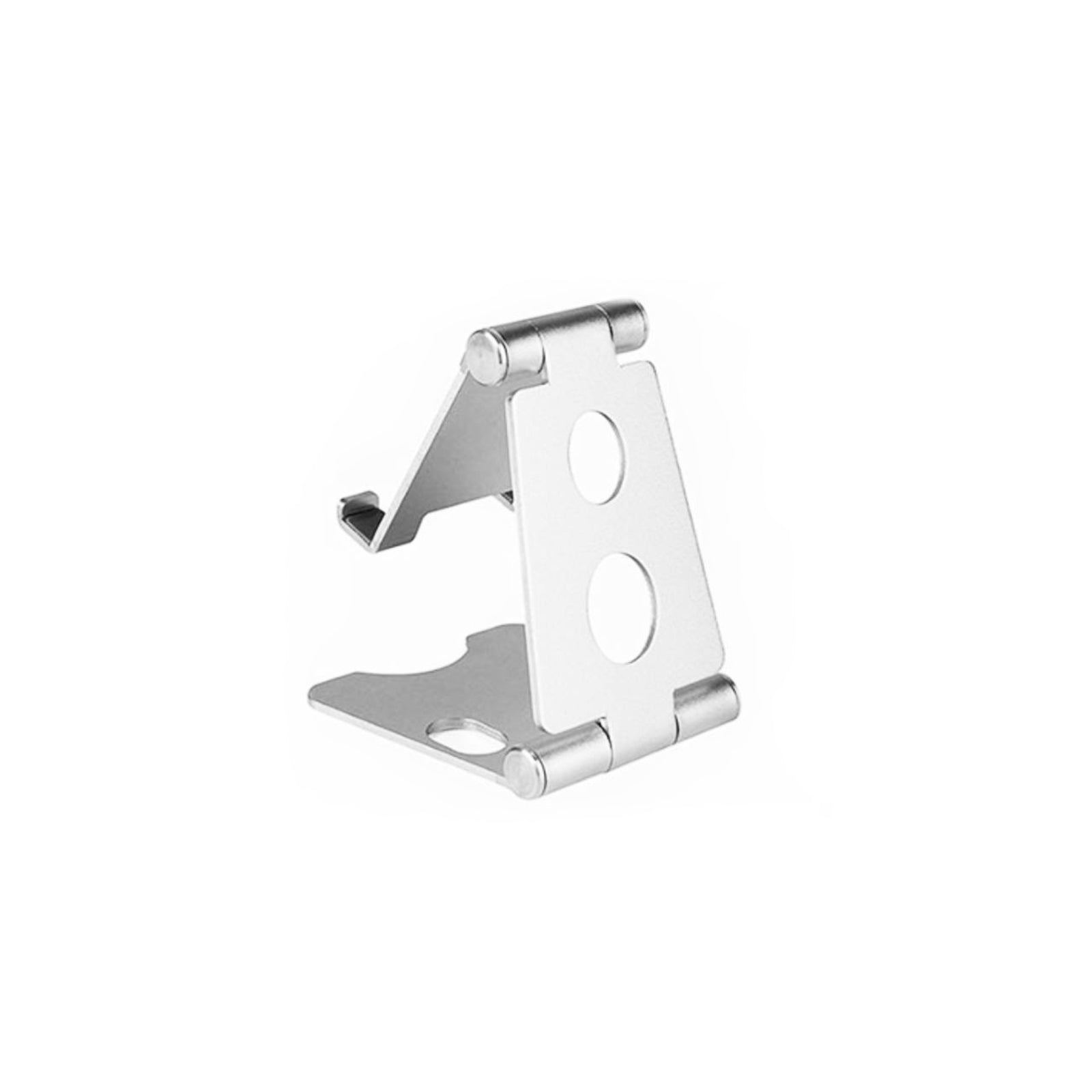 Compact durable aluminum portable cell phone and tablet holder for devices 4.5 - 10 inches.