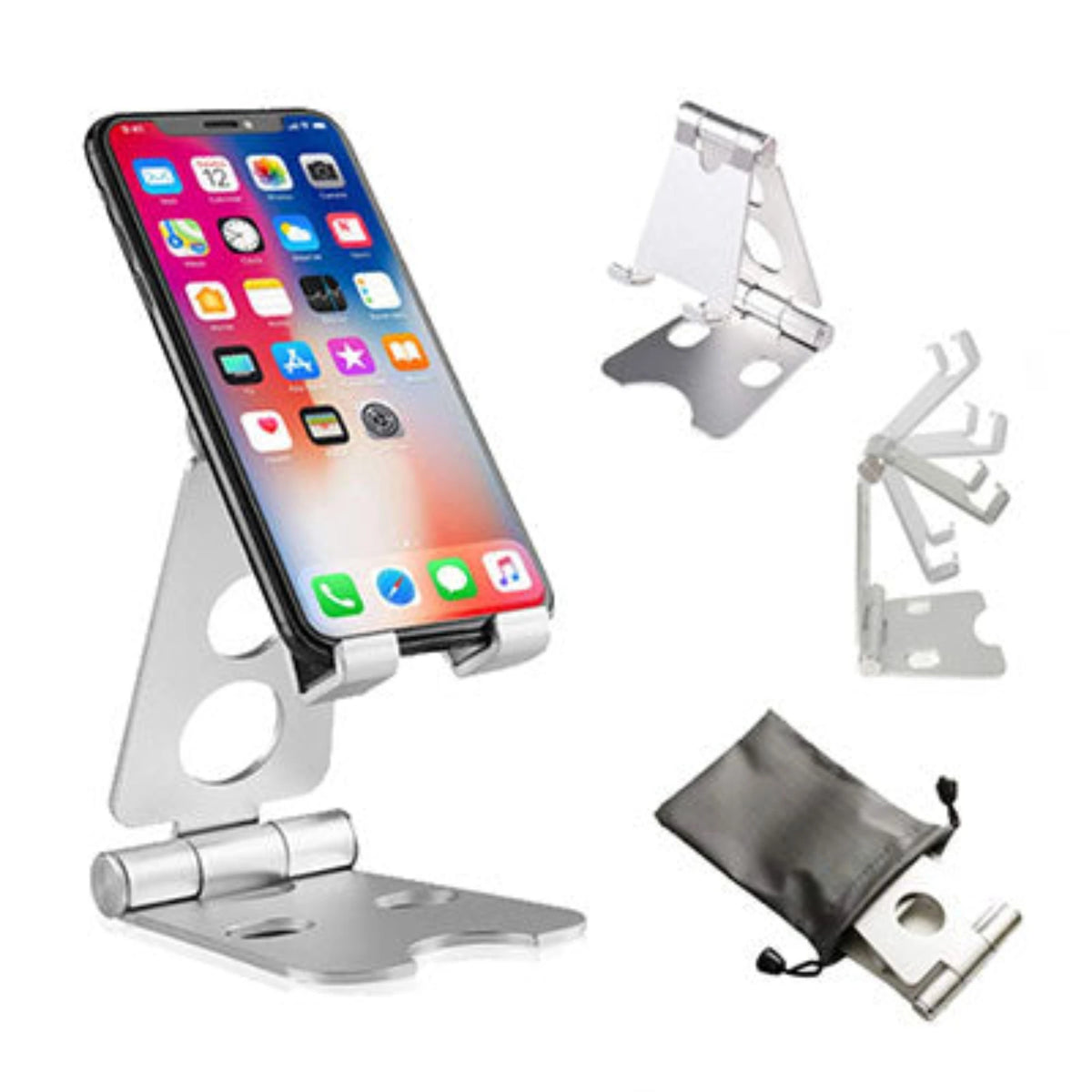 The Gonomix Portable Cell Phone Tablet Holder holding an Iphone securely in place.