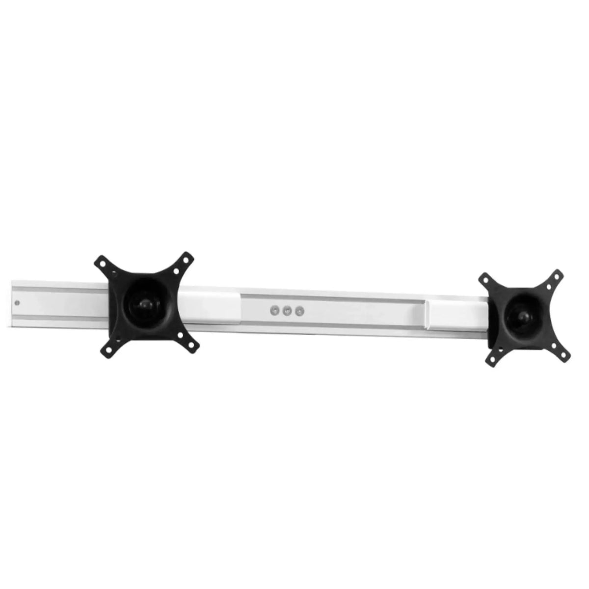 Dual monitor bracket holds monitors up to 23.25&quot; wide