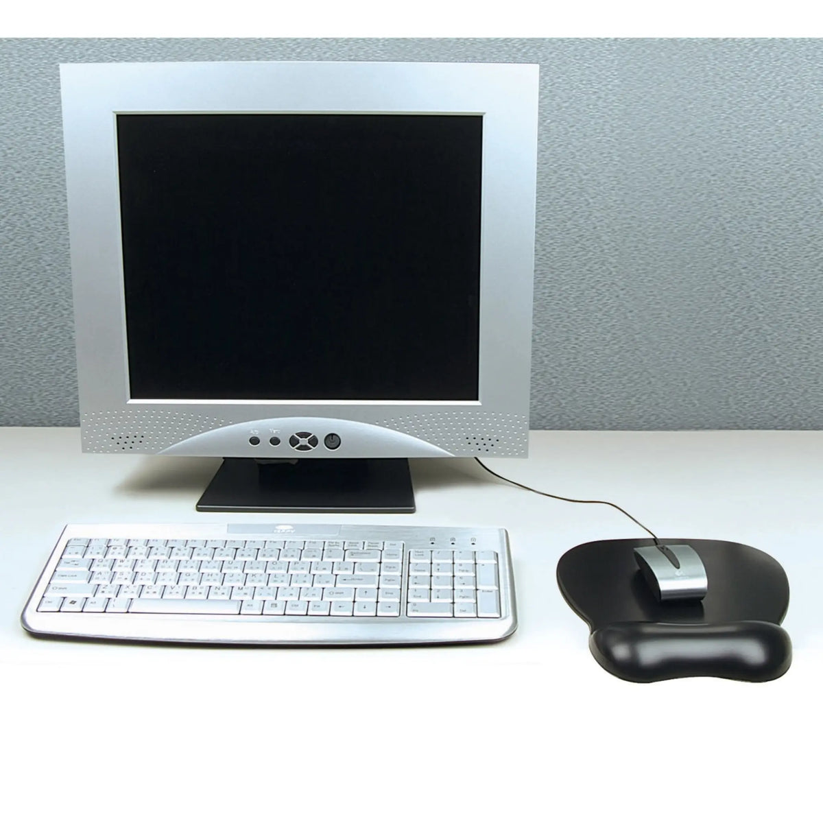 Soft Skin Gel Mouse Pad Wrist Rest setup with keyboard and monitor