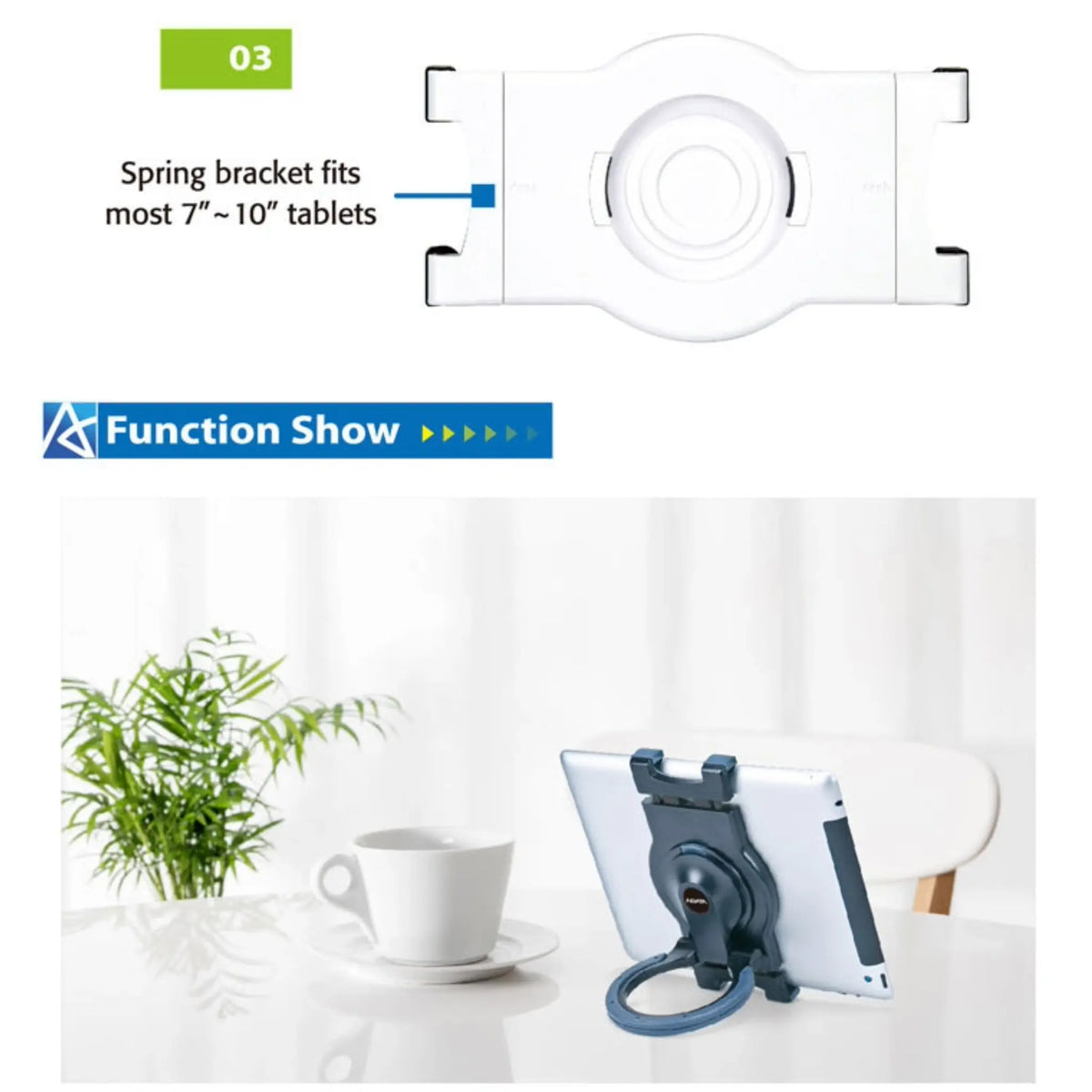 Universal Tablet MultiStand spring bracket fits most 7&quot; - 10&quot; tablets 