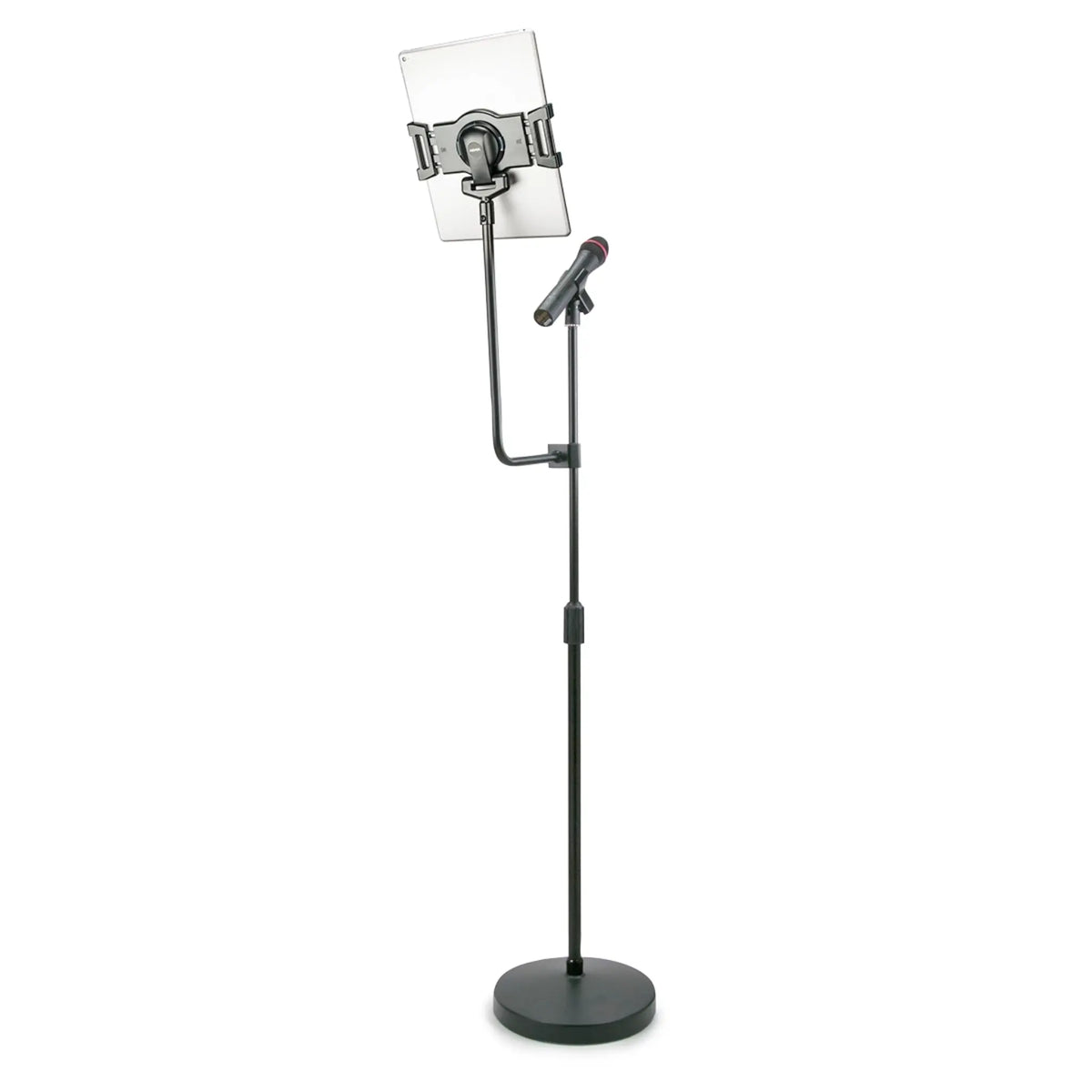Universal Tablet Mic Stand Mount (Black) (XL) attached to a mic stand.