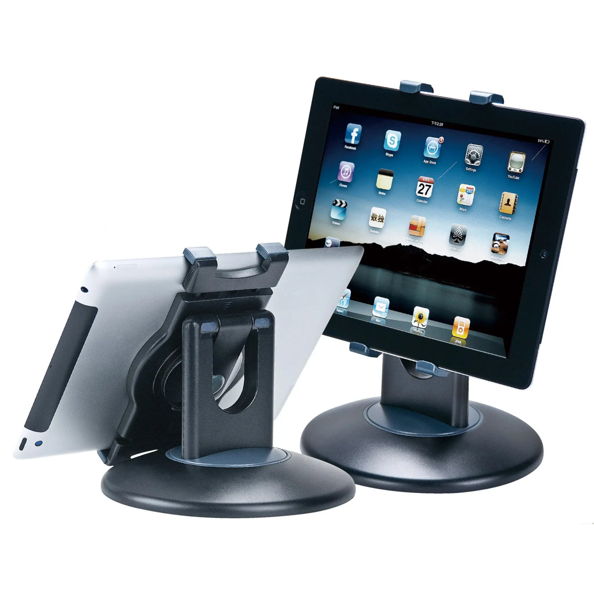 Black Universal Tablet ViewStation showing the adjustability