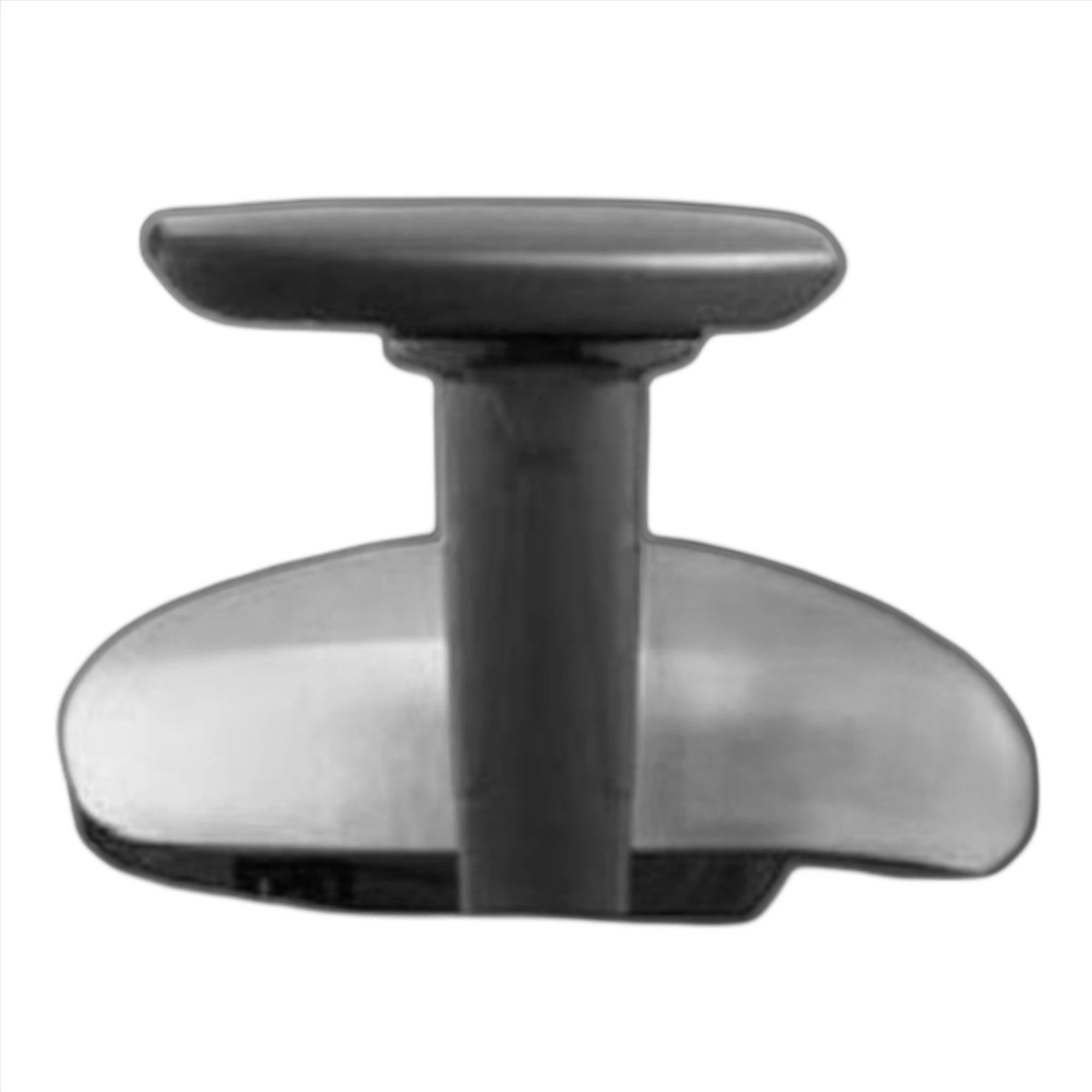 a mounted black plastic office chair arm rest