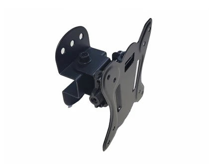 Side view of the black monitor mount showing the bracket at three screw holes 