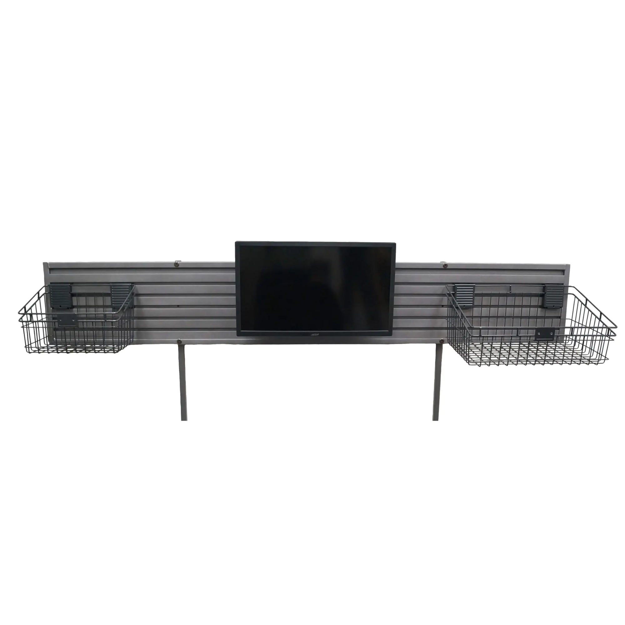 VanGo 801 Slatwall Hutch with the VanGo baskets and a Monitor mounted to it