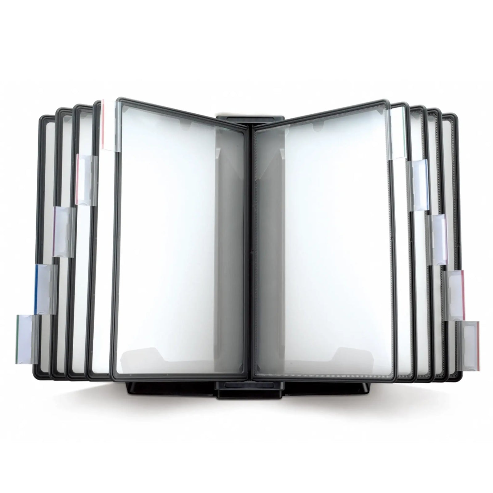 Front view of the Weighted Desktop Reference Organizer with extra panels
